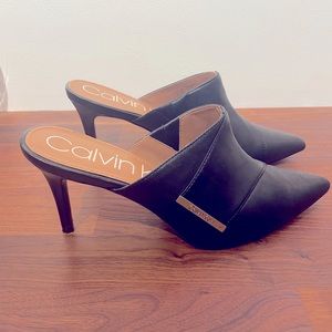 Calvin Klein Black Grecia Mules with Heel Sz 8
